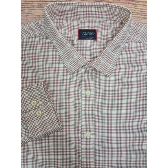 Untuckit Mens 3XL Button-Up Shirt Nylon Blend Red & White Checkered - Picture 4 of 8